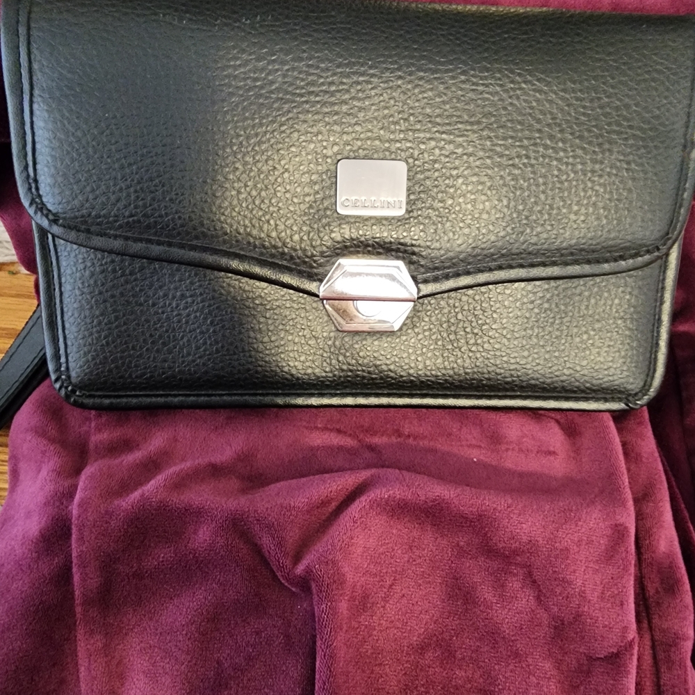 Cellini Black Leather Crossbody Bag